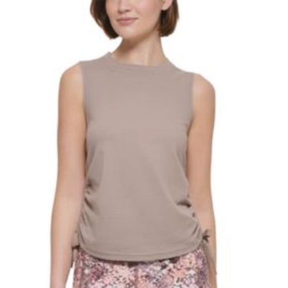Calvin Klein Performance Tops - Calvin Klein Performance Sleeveless Tank Top, Ruched Side Tie, Tan Small NWT